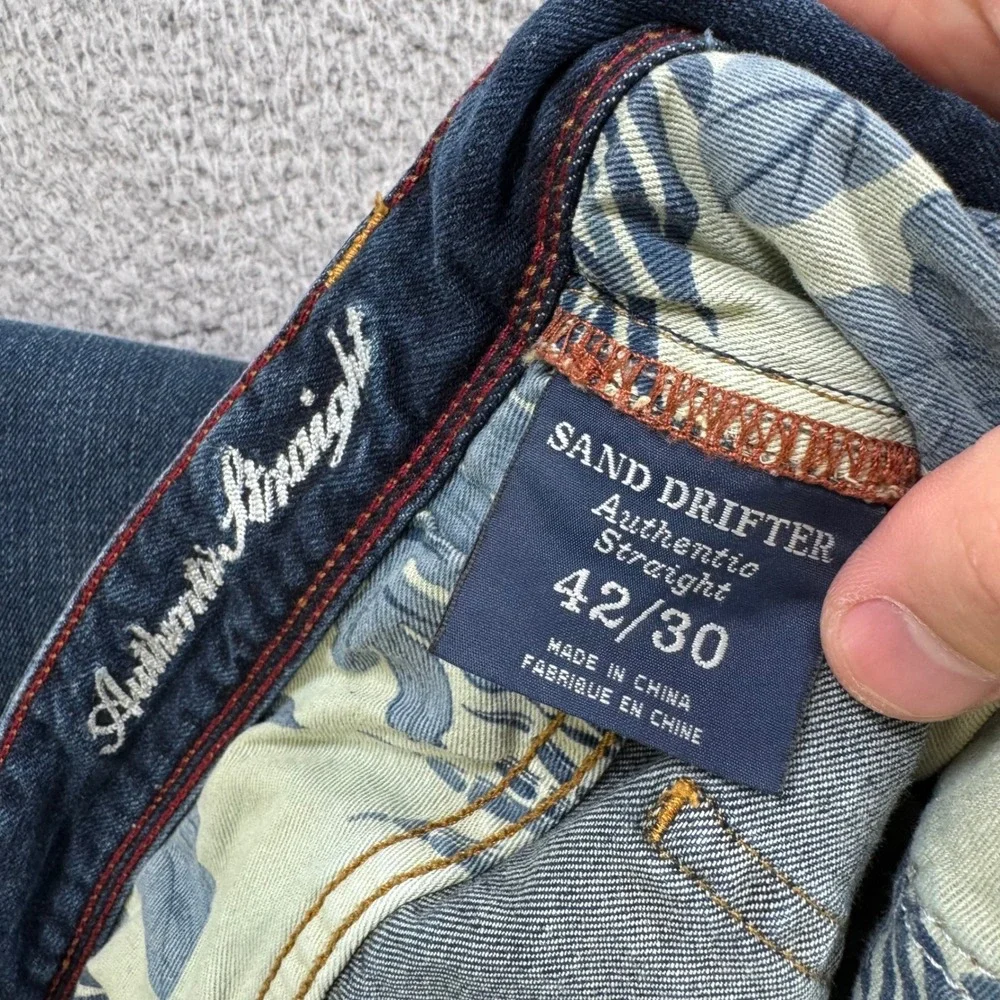 Tommy Bahama Mens Sand Drifter Authentic‎ Straight Jeans 42x29 Dark Wash Indigo